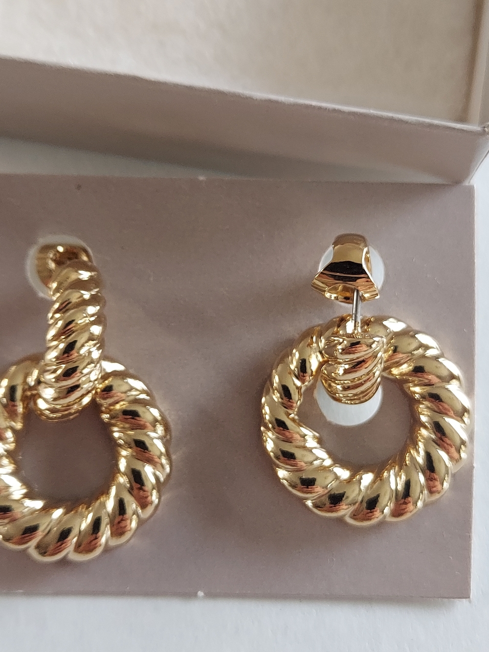 Vintage AvonGold Twisted Hoop Drop Earrings - Women Jewelry